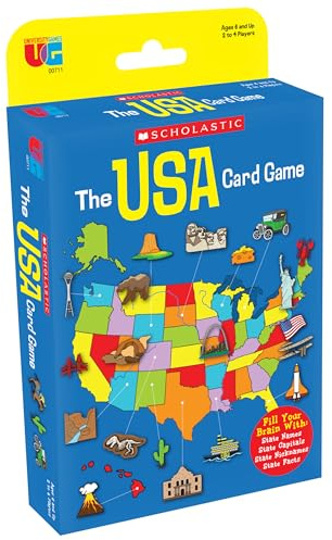 Scholastic USA Travel Card Game, State Capitals & Geography, Ages 6+