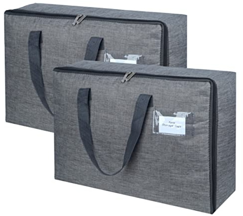 YACQ 2 Pack Large Moisture-Proof Storage Moving Travel Bag for Comforter Pillow Blanket Quilt Bedding Clothes/Water-Resistant Linen Fabric/Storage Container for Closet Under-Bed