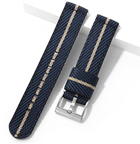 TACTICAL FROG 20mm 22mm Fast Release Nylon Watch band with Stainless Steel Buckle, Two-Piece Waterproof Nylon Watch Strap for Men & Women⊠(Bluekhaki, 20mm)