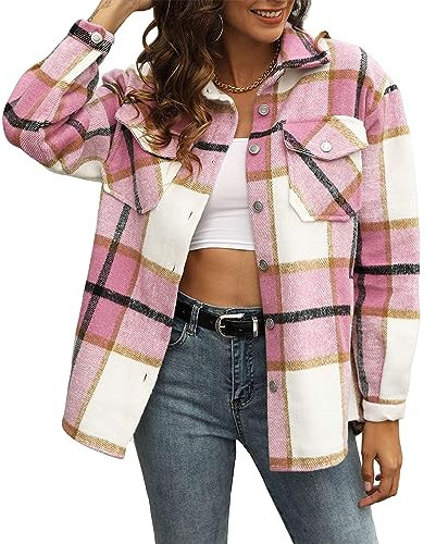 Timuspo Oversize Karierte Bluse Damen Langarm - Oversized Freizeit Look - Hemdbluse lang aus mit Long-Bluse