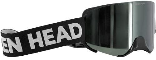 Broken Head Motocross Brille Struggler - MX Brille - Supermoto Goggle Mit Magnetischem Glas (Schwarz-Weiß, Silber Verspiegelt)