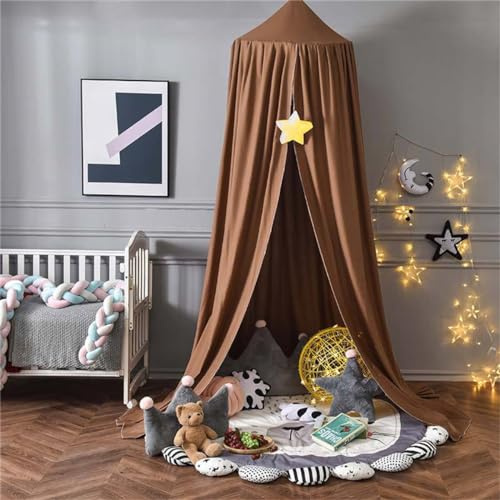 Ciel De Lit Rond Pour Bébé, Baldaquin Pour Chambre D'enfant, Moustiquaire Ronde à Suspendre, Auvent De Lit Pour Salle De Lecture D'enfant, Pour Chambre D'enfant Et Salle De Jeux Décoration (Marron)