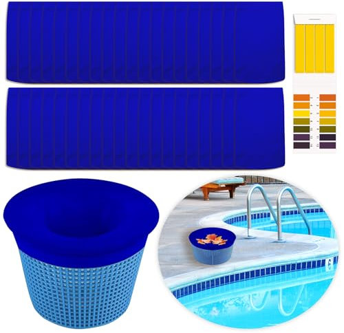 ZYNERY 40 Pcs Chaussette Skimmer Piscine, Filtre Skimmer Piscine, Chaussettes Skimmer Reutilisable Panier Skimmer, Pool Skimmer Socks pour Peuvent Emprisonner Cheveux, Feuilles (avec PH Test Papier)