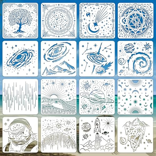 32 Piezas Plantilla Decorativa para Pintar, Juego Plantillas Dibujo Plástico, Plantillas de Dibujos para Pintar (32)