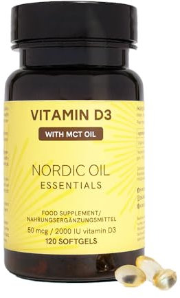 Vitamin D3 vegan mit 1000 IE pro Tagesdosis | 120 Kapseln mit Cholecalciferol für 8 Monate Vorrat | Sonnenvitamin für Immunsystem, Knochen, Zähne & Muskeln | Laborgeprüft & made in EU | Nordic Oil