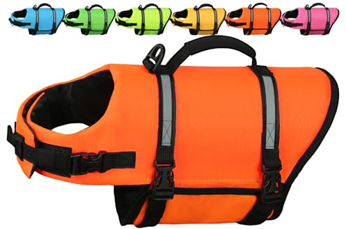 AMZNOVA Dog Swim Vest Rip Stop Dog Life Vest Lifejacket