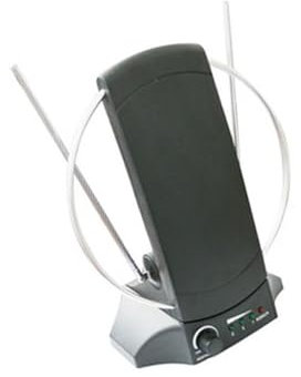 Antena Interior de TV con Amplificador, recepción Mejorada, diseño Compacto, Ideal para Espacios reducidos y Mejora de señal en Interiores.