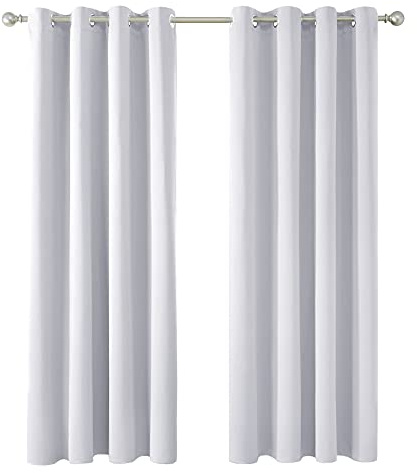 Deconovo Bedroom Blackout Curtains Eyelet, Super Soft Thermal Curtains for Kids Bedroom, OEKO-TEX Certified, Energy Saving, W51 x L91, Silver Grey, 2 Panels