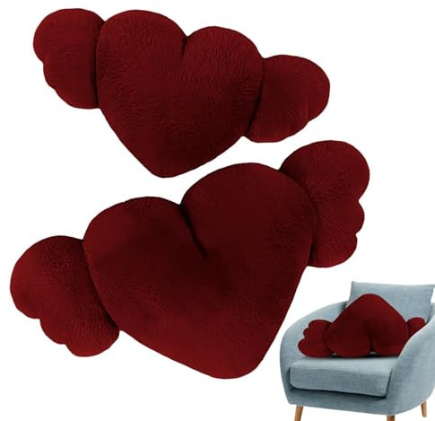 Cuscino Per Auto Per Sedile Di Guida Cuore,Cuscino Con Ali D'angelo A Cuore | 2X Cuscino In Peluche A Forma Di Cuore Con Ali,Poggiatesta Per Letto, Divano