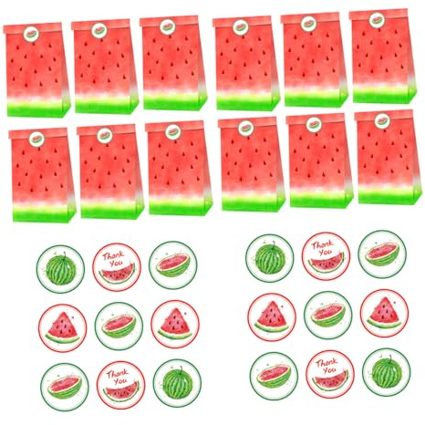 WEKADRIN 1set Sacchetti Di Carta Hawaiani Per Feste Con Design Anguria Perfetti Per Candy Bar e Snack Leggeri e Facili Da Riporre Per Compleanni e Feste Estive