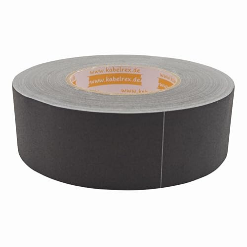 KABELREX Klebeband Gaffer Tape Schwarz 50m + 5m Extra! = 55m x 5cm - Extra Stark & Rückstandsfrei – 10% mehr Länge als Standard – Mattes, wasserfestes Cloth Tape wie Panzerband für Bühne Haushalt DIY