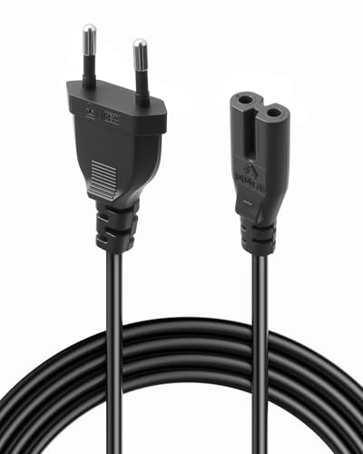 Strömkabel 1,5 m typ C EU-kontakt till Euro-honkontakt, 2-stifts strömkabel för TV, Blu-ray-spelare, DVD-mottagare, små enheter, svart - TV-strömkabel