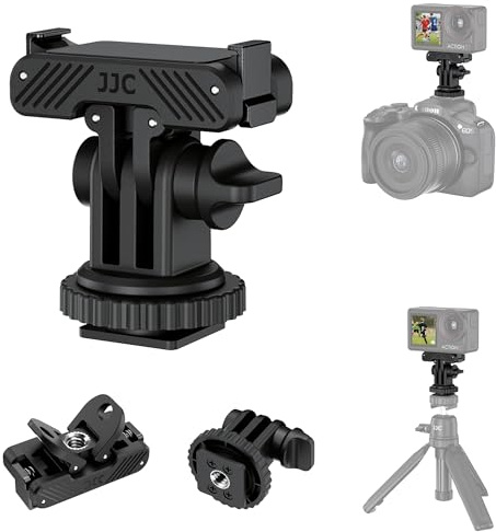 JJC Support adaptateur griffe pour DJI OSMO 360 Action 5 Pro 4 3, angle réglable à 180°, support de moniteur d'appareil photo amovible avec trou de vis 1/4, conception magnétique à dégagement rapide