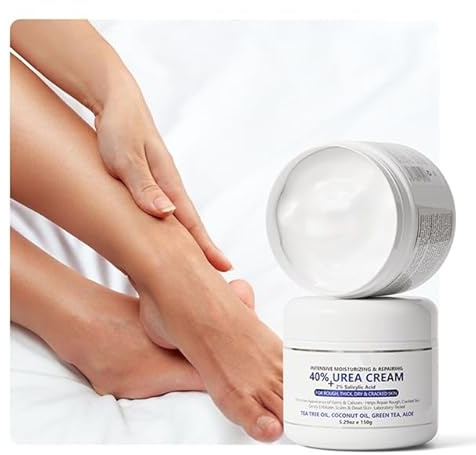 Advanced Urea Foot Cream 40% plus 2% Salicylic Acid for Cracked Heels and Dry Skin, 150gms/5.3oz with Tea Tree, Coconut Oil and Aloe Vera Extract for Deep Moisturizing Callus Removal