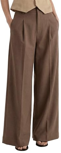 Arach&Cloz Womens Linen Blend Wide Leg Trousers Business Casual Work Dress Pants Outfits with Pockets