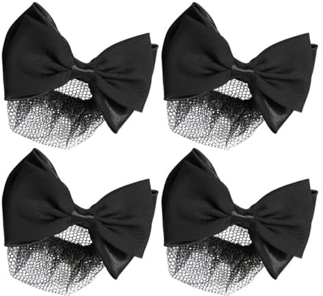 Gatuida 4 Barrettes Élastiques en Tissu avec Nœud pour Chignon, Filet Cheveux sans Abîmer, Maintien Sûr, Accessoires Fête Mariage Femme