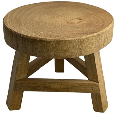 FLCPJGV Mini Tabouret en Bois pour Plantes, Tabouret à Fleurs, Support pour Plantes en Pot de Fleurs, Tabouret Fleur Rond avec 3 Pieds, pour Chambre, Bureau, Jardin l'intérieur et l'extérieur, Brun