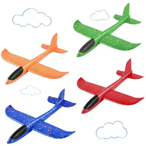 Ntwdby Aviones de Poliespan, Aviones Planeadores Juguete de Poliespan, 4 Unidades, Juguete Avión Espuma Lanzar, Foam Glider Planes, Portable Aeroplane Toys para Family Outdoor Sports
