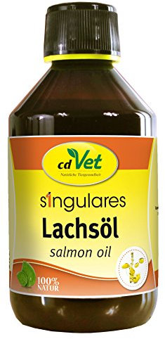 cdVet Naturprodukte Singulares Lachsöl 250 ml - Hund, Katze - Einzelfuttermittel - Zufuhr an Omega 3 Fettsäuren - Nährstoffe - Ergänzung zum Barfen - Wohlbefinden - rein natürliche Zutaten -
