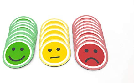 Smiley Magnet Rund. 25er Pack (10 grüne, 10 rote und 5 gelbe) Magneten (2,5 cm)