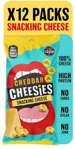 CHEESIES Crunchy Snacking Cheese Keto Snack. Sugar Free, Gluten Free, No Carb, High Protein, Vegetarian