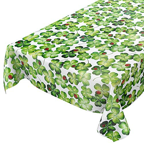 ANRO Tischdecke Wachstuch abwaschbar Wachstuchtischdecke Wachstischdecke Glücksbringer Marienkäfer Kleeblätter 240x140cm