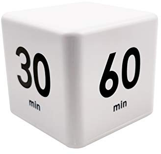 Kitchen Cube Timer, Kids Timer for ADHD Productivity Workout Flip Classroom for StudyTime Countdown Management Settings 15 20 30 60 Mins, White