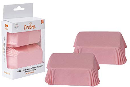 Decora, 0339887 Confezione da 20 Pirottini Plum Cake da 80 X 50 X 32 mm, per Cuocere, Presentare e Regalare PlumCake, Resistente fino a 220°, Made in Italy, Colore Rosa