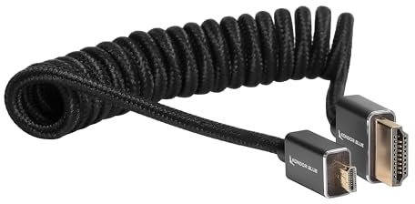 KONDOR BLUE 30cm Coiled Micro-HDMI to HDMI Cable Black (60cm Extended)