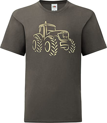 T-shirts för pojkar – traktor t-shirt barn – traktor t-shirt pojke bondgård skjorta, Lätt grafit, 140 cm