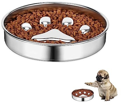 Antischlingnapf Hunde Slow Feeder Futternapf - Edelstahl Langsame Fütterung Hundenapf für Mittelgroße und Große Pet, Fasst 4-6 Tassen Hundefutter, Entlastet die Verdauung, Anti Blähungen Dog Bowl