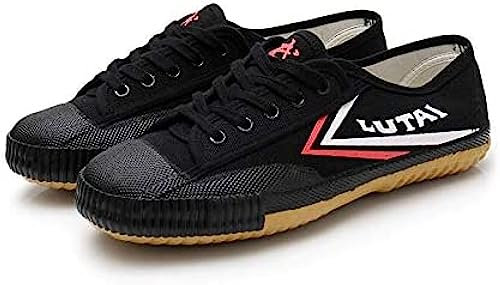 Tai Chi Sko Wu Shu Kung Fu Skor, Shaolin Monk Kampsport Skor, Canvas Anti-Slip Mode Qigong Trainers,Svart,45 EU,Pleasant63