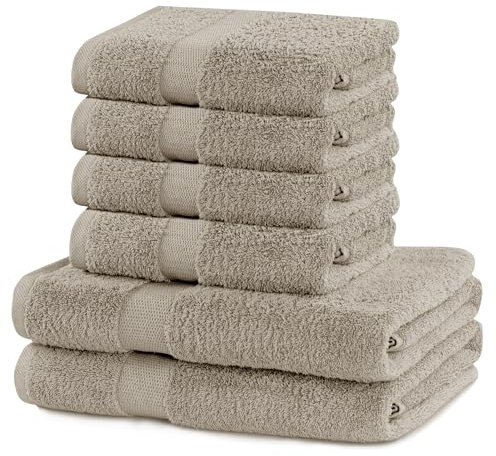 DecoKing 6er Set Baumwolle Qualität 525g/m² 4 Handtücher 50x100 cm und 2 Badetücher 70x140 cm beige saugfähig Marina