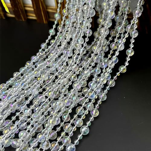 Perles décoratives pour sapin de Noël, perles pour bricolage, cloison de porte, fête, mariage, rideaux de perles transparentes colorées avec taille diamant pour bricolage et fabrication de bijoux
