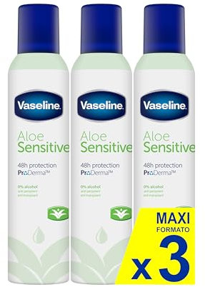 Vaseline Aloe Sensitive 48h 250ml | 0% alcohol (pacco da 3)