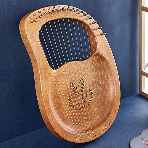16-strängad trälyraharpa, stränginstrument i mahogny med bärväska/stämnyckel/backup 16 strängar, för vuxna nybörjare musikälskare