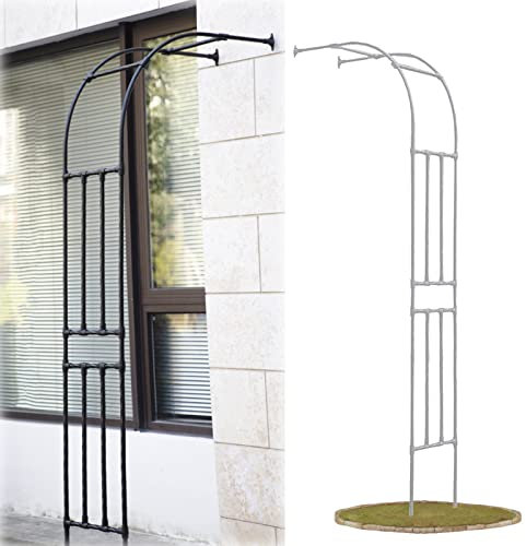 Arco de jardín de metal resistente para plantas trepadoras de rosas, 94 pulgadas, resistente a la intemperie, arco de boda, arco de jardín, color crema, 2 x 8 pies