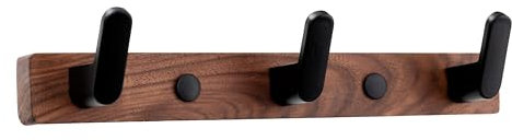 XAQAMY Garderobenleiste Holz, Garderobenhaken Holz Kleiderhaken Wand, Jackenhalter Wand mit 3 Haken zum Aufhängen von Kleidung Hüte Handtaschen im Schlafzimmer Badezimmer