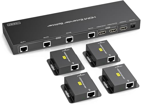 Splitter HDMI Extender 1 in 6 Out jusqu'à 50M 165FT Via Cat6/7 Répartiteur hdmi avec 2 Sorties HDMI Loop Supporte la Gestion EDID 1080P60Hz POC