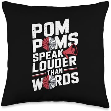Pom Poms Speak Louder Than Words Cheerleading Cheerleader Throw Pillow