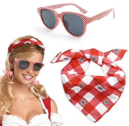 Oktoberfest Halstuch Rot-Weiß Kariert, Rot Trachtentuch Kariert Halstuch