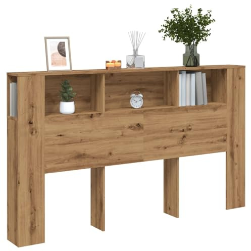 Festnight Tete de lit 180 cm Tête de lit avec Rangement Têtes de lit pour Adulte Armoire de Tête de Lit Murale Meuble de Chambre à Coucher avec Rangement-chêne artisanal-180x18.5x102.5 cm