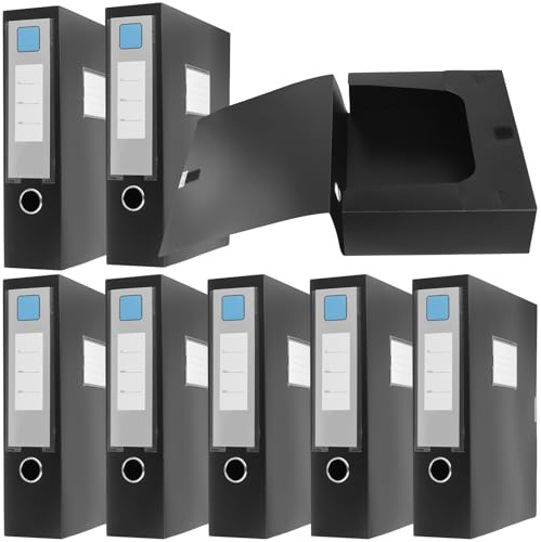 SYUTBOU 8 raccoglitori formato A4, 31 x 23,6 x 7,5 cm, colore nero, pieghevole, 700 fogli, capacità