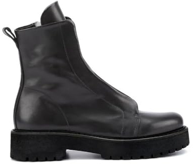 Patrizia Bonfanti Stivaletti Donna Kuni in Pelle Nera con Zip Laterale e Suola in Gomma, Nero, 38