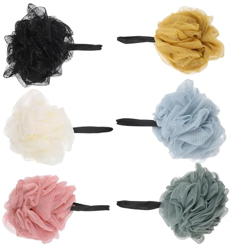 LOORGVEL 6 Pezzi Spugne da Bagno Esfolianti in Rete Morbida Spugne Doccia Loofah per Esfoliazione Delicata Pulizia e Schiuma Ricca per Sensibile e Uso Quotidiano