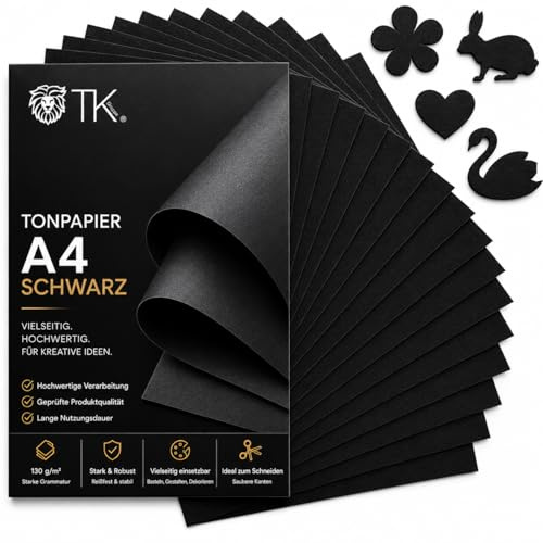 100 x ark A4 tonpapper – 220 g/m² papper – tonkartong pysselpapper och pysselkartong för pyssel och design – svart papper (100 x tonpapper svart)