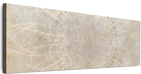 LUMASOUL Cuadros Decoracion Salon Modernos - Decoración Pared Boho Motivo - Cuadros Decorativos con marcos de madera y telares Salón y dormitorio - 120x40 cm
