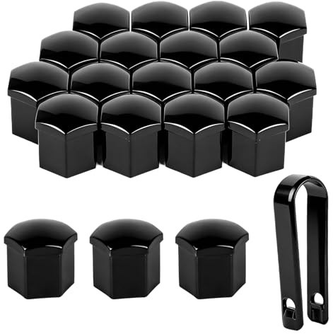 MUZHUPGUZ 20 Pcs Cache Ecrou 19mm, Cache-écrous de Roue de Voiture Universels, Capuchon Central de Roue de Voiture, avec 1 Clip