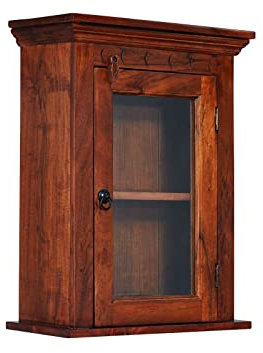 MASSIVMOEBEL24.DE | Oxford Hängevitrine Akazie, Farbe:Dunkelbraun lackiert, Größe:52x24x69 cm (BxTxH)