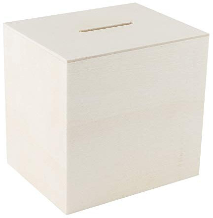 Ideen mit Herz Holz-Spardose | Holzkiste | ideal zum Basteln & Bemalen | 10,2cm x 9,8cm x 8,2cm | mit Kunststoff-Verschluss auf der Unterseite